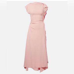 Victoria Beckham Draped Midi Dress Blush